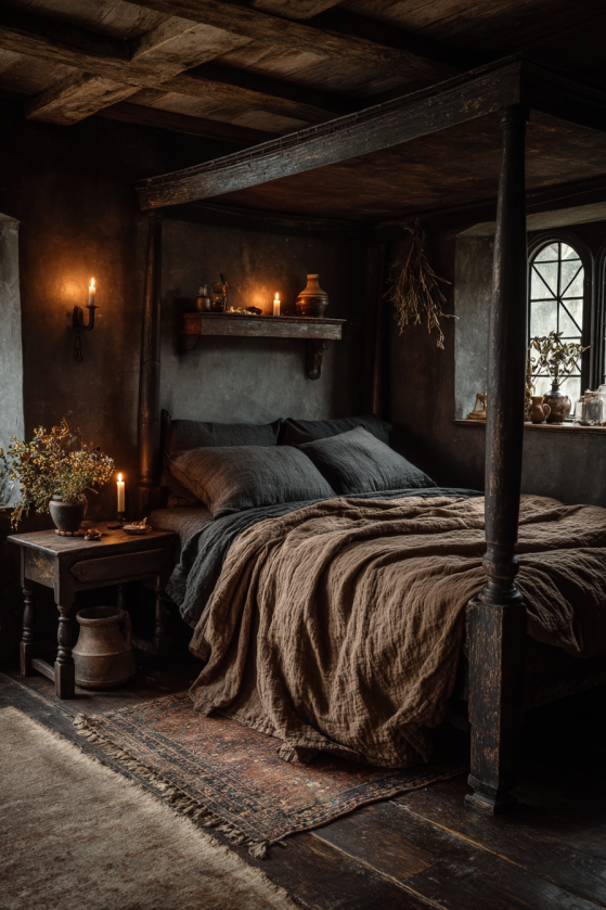 Dark Cottagecore Bedroom — Undyed Linen, Iron Candlesticks & the Art of Coming Home a image 14