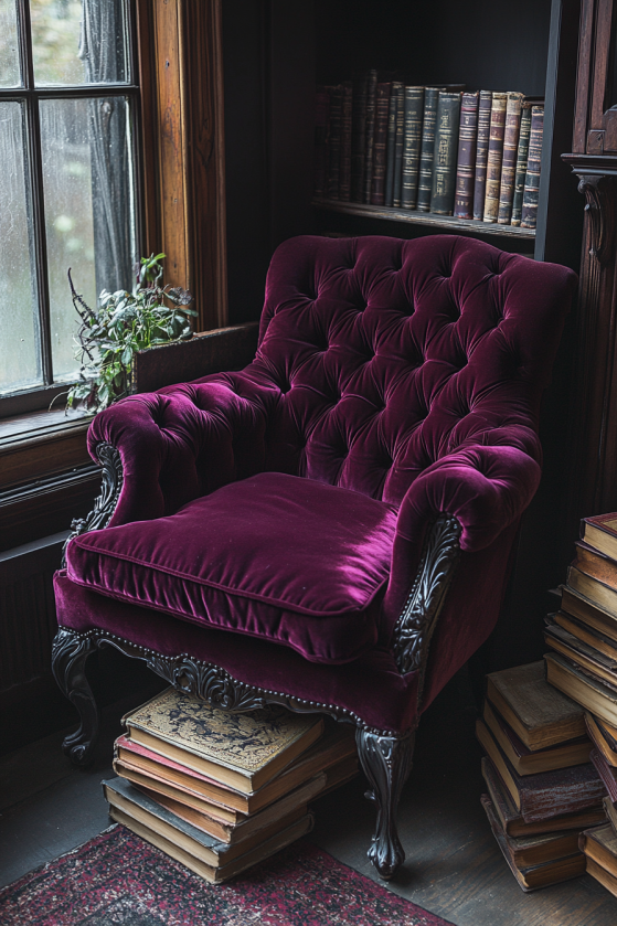 How to Style a Gothic Reading Nook in 7 Steps (Dark Aesthetic Interior Guide) a19