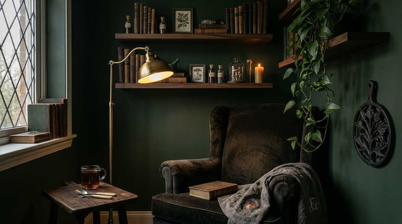 How to Style a Gothic Reading Nook in 7 Steps (Dark Aesthetic Interior Guide)