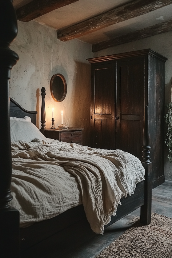 Dark Cottagecore Bedroom — Undyed Linen, Iron Candlesticks & the Art of Coming Home image 2 6