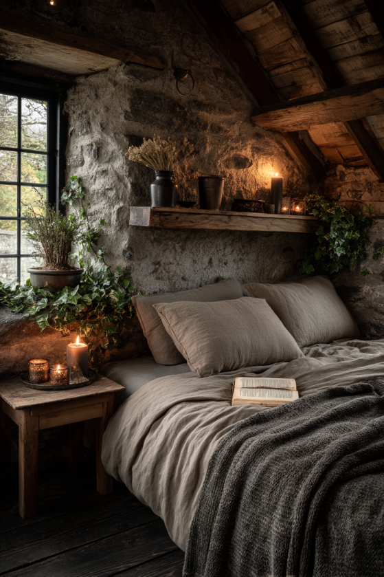 Dark Cottagecore Bedroom — Undyed Linen, Iron Candlesticks & the Art of Coming Home image 9 2