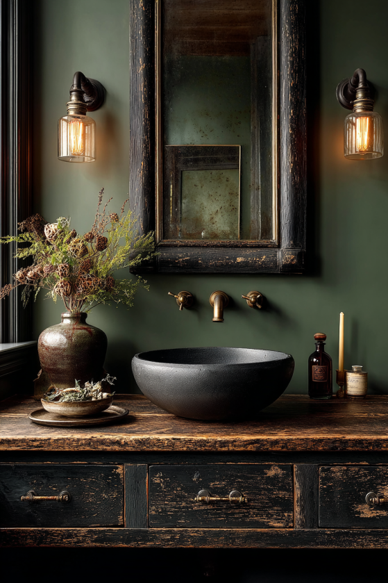 Clawfoot Tubs, Dark Tile, and Candlelight: The Dark Farmhouse Bathroom Guide image set 4 d 4