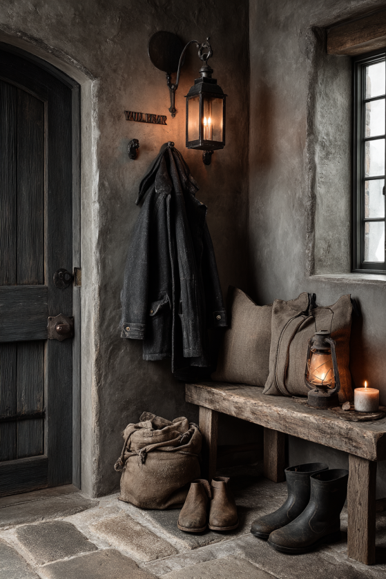 Dark Cottagecore Kitchen — Living Moss Wall and Dried Herbs Dark Cottagecore Kitchen — Living Moss Wall and Dried Herbs